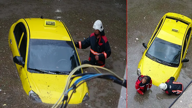 Altgeçitte can pazarı! Araç suya gömüldü!