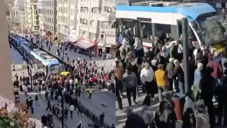 Fatih'te Tramvay ile Taksi Çarpıştı: T1 Hattında Seferler Kısa Süreliğine Aksadı
