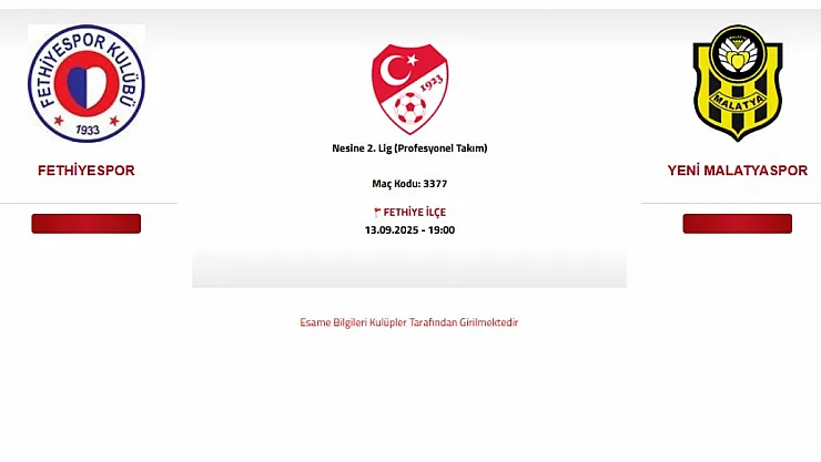 Fethiyespor - Yeni Malatyaspor Karşılaşması Canlı Yayınlanacak mı?