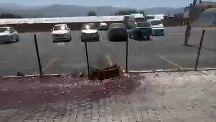 Kanalizasyon patladı, hayvansal atıklar yola aktı