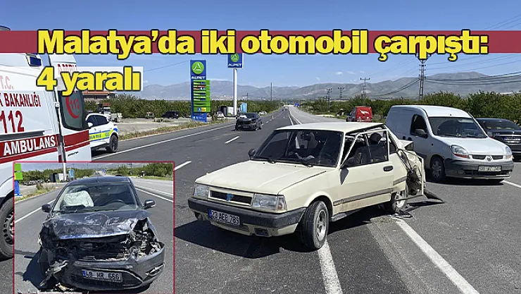 Malatya'da iki otomobil çarpıştı: 4 yaralı