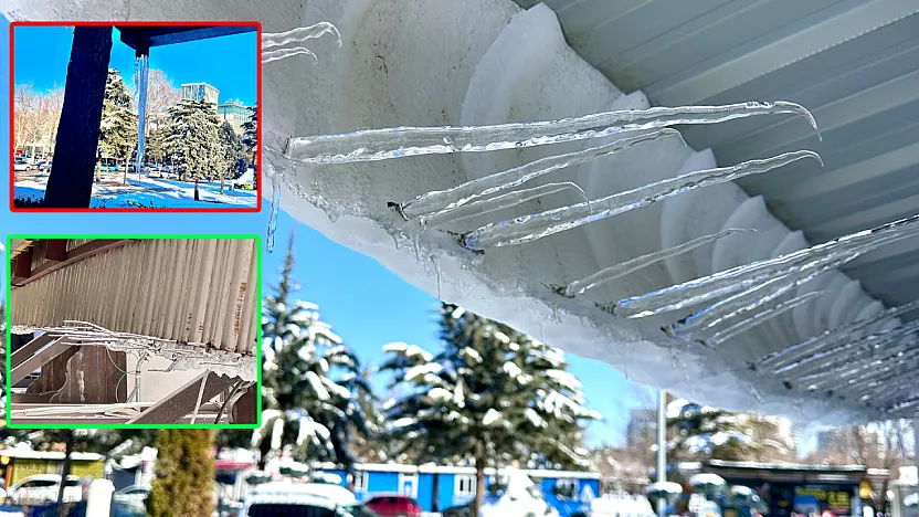 Malatya'da Çatılardan Dev Buz Sarkıtları İniyor