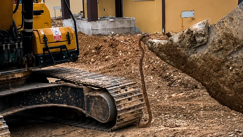 Malatya'da Dev Yılan Paniği! Şantiye Bir Anda Karıştı