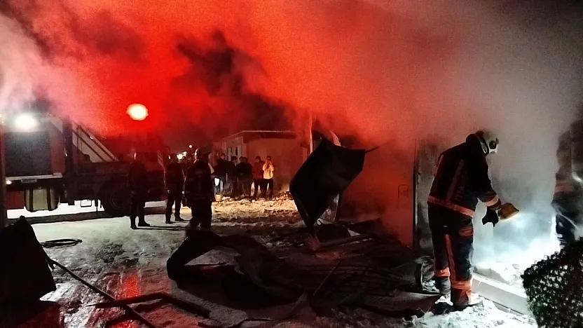 Malatya'da Konteyner Kent'te Yangın