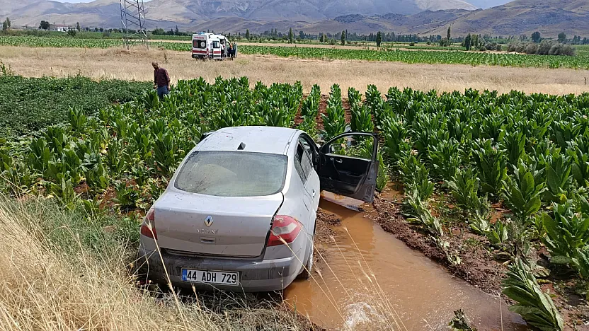 Malatya'da Kontrolden Çıkan Otomobil Tütün Tarlasına Devrildi! 3 Kişi Yaralandı