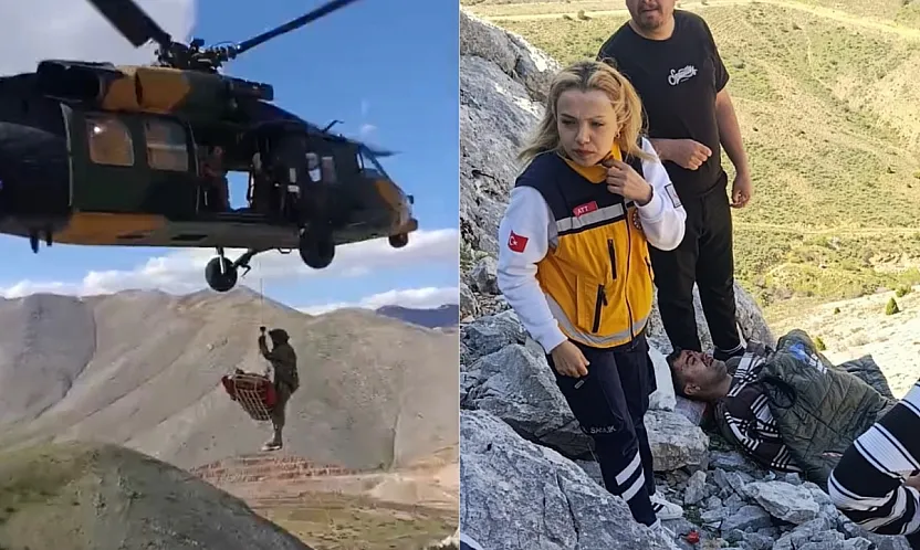 Adıyaman'da Dağda Mahsur Kalan Yaralı İçin Malatya'dan Helikopter Havalandı!