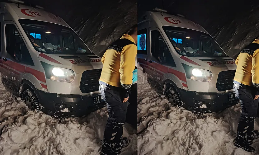 Pütürge'de Ambulans Kar Engeline Takıldı